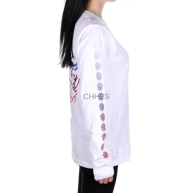 克罗心 炫彩渐变马蹄长袖白色TEE