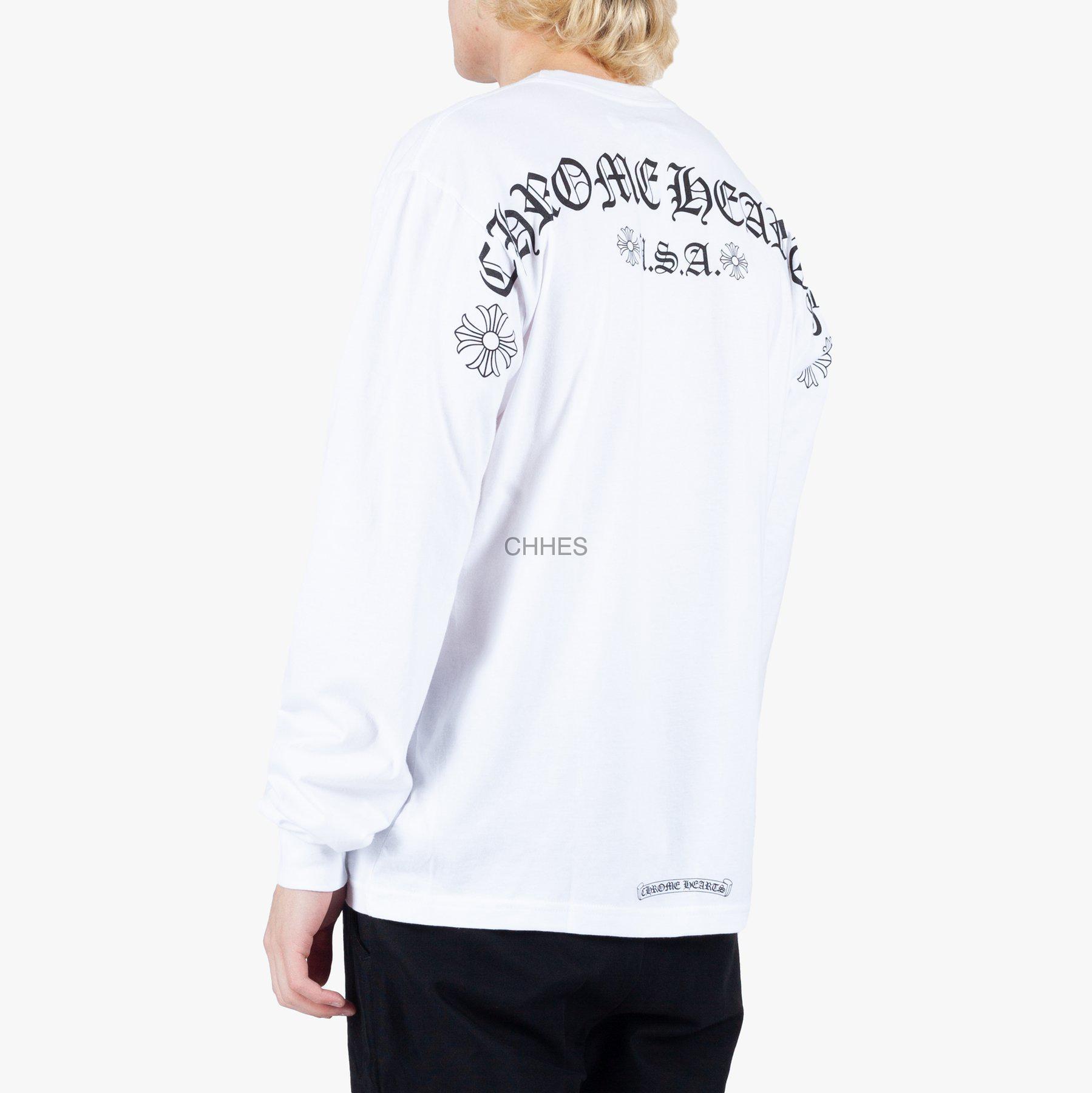 CHROME HEARTS 克罗心USA横幅白色长袖TEE - CHHES