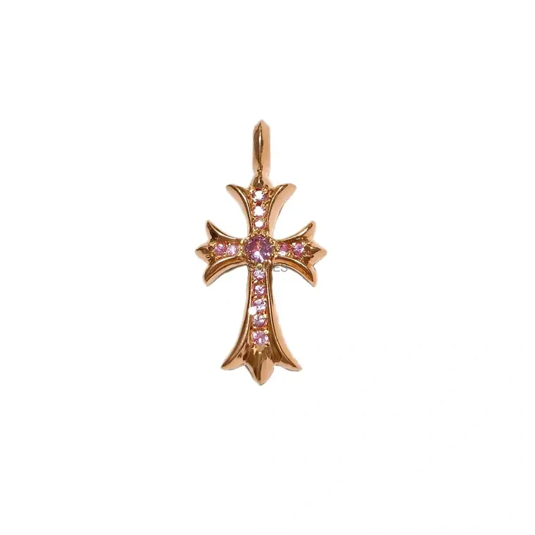 Chrome hearts 克罗心 22K黄金粉宝石Tiny十字架