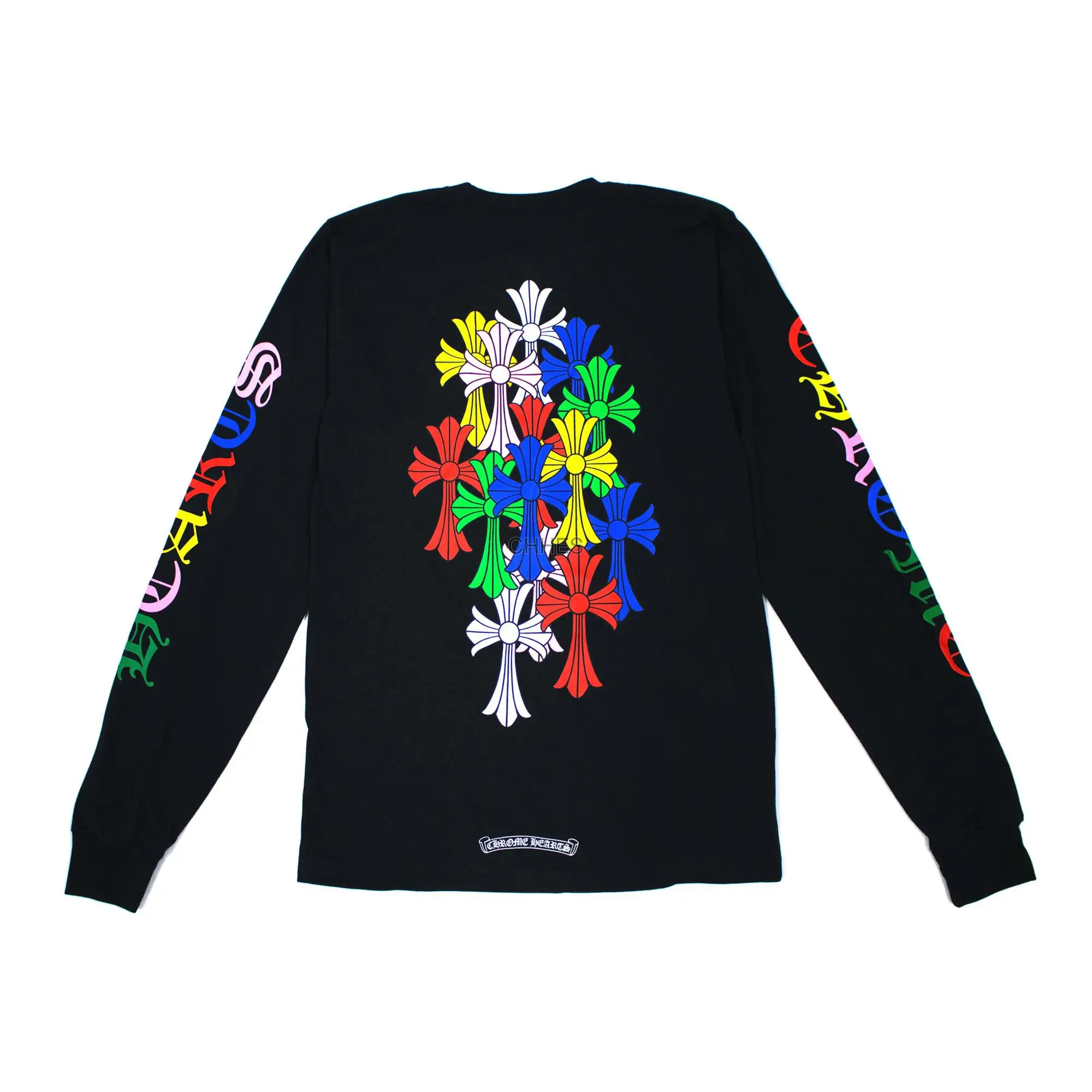 Chrome hearts 克罗心 彩色十字架群坟墓/葬墓黑色长袖TEE