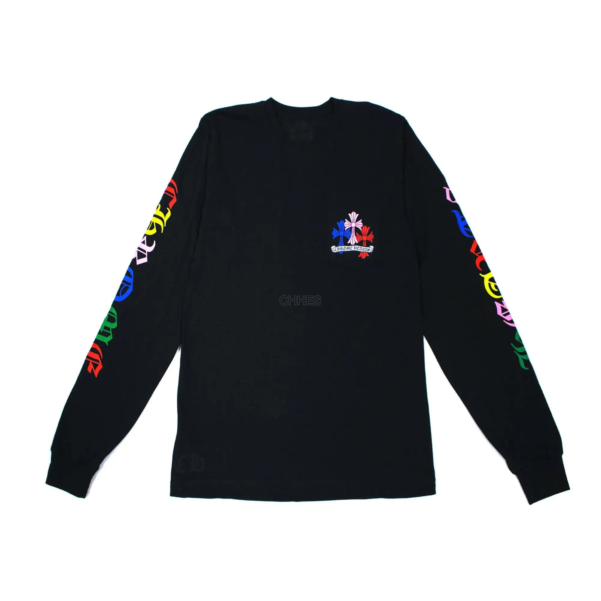 Chrome hearts 克罗心 彩色十字架群坟墓/葬墓黑色长袖TEE