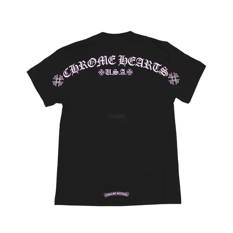 克罗心 Matty Boy Shoulder USA粉字横幅黑色短袖TEE