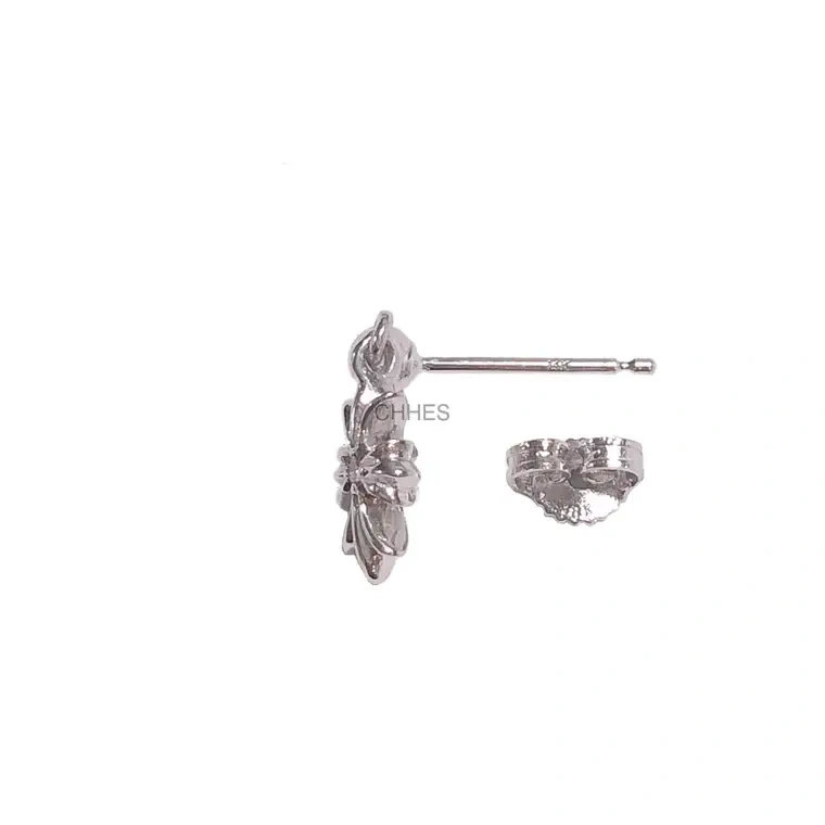 克罗心 TINY E十字架18K白金钻石耳坠