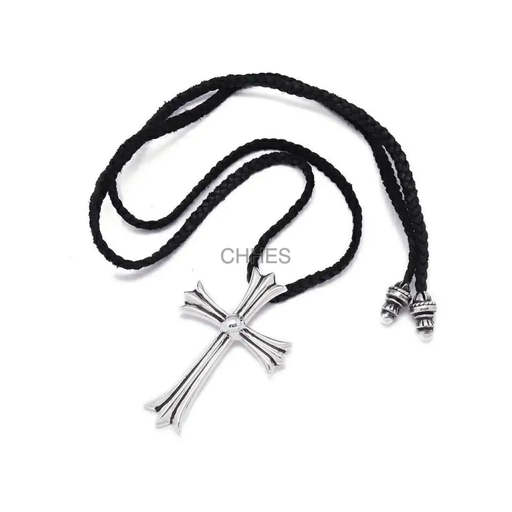 Chrome hearts 克罗心 经典大十字架皮绳项链套装