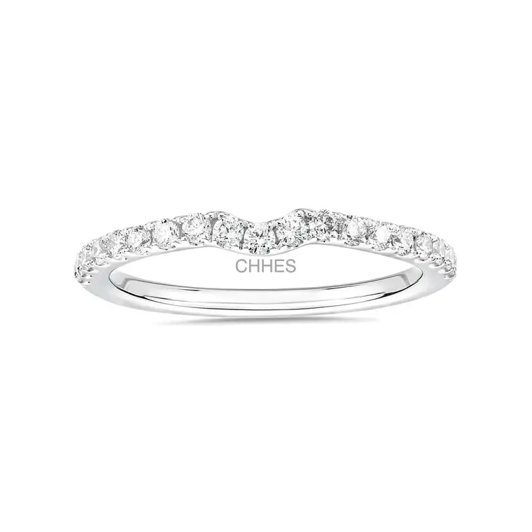 WENSHY 18K白金小巧弧形钻石戒指