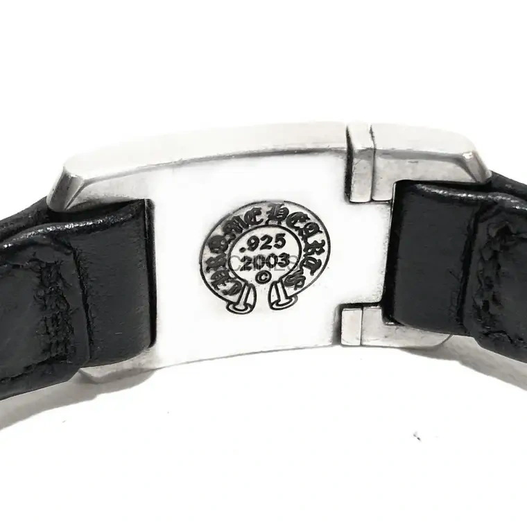 Chrome hearts 方形十字花银扣皮手链
