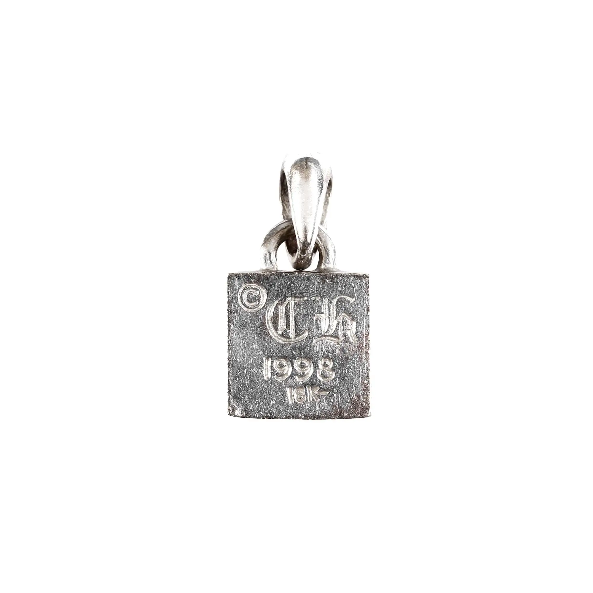 Chrome hearts 克罗心 18K白金钻石方形十字花吊坠
