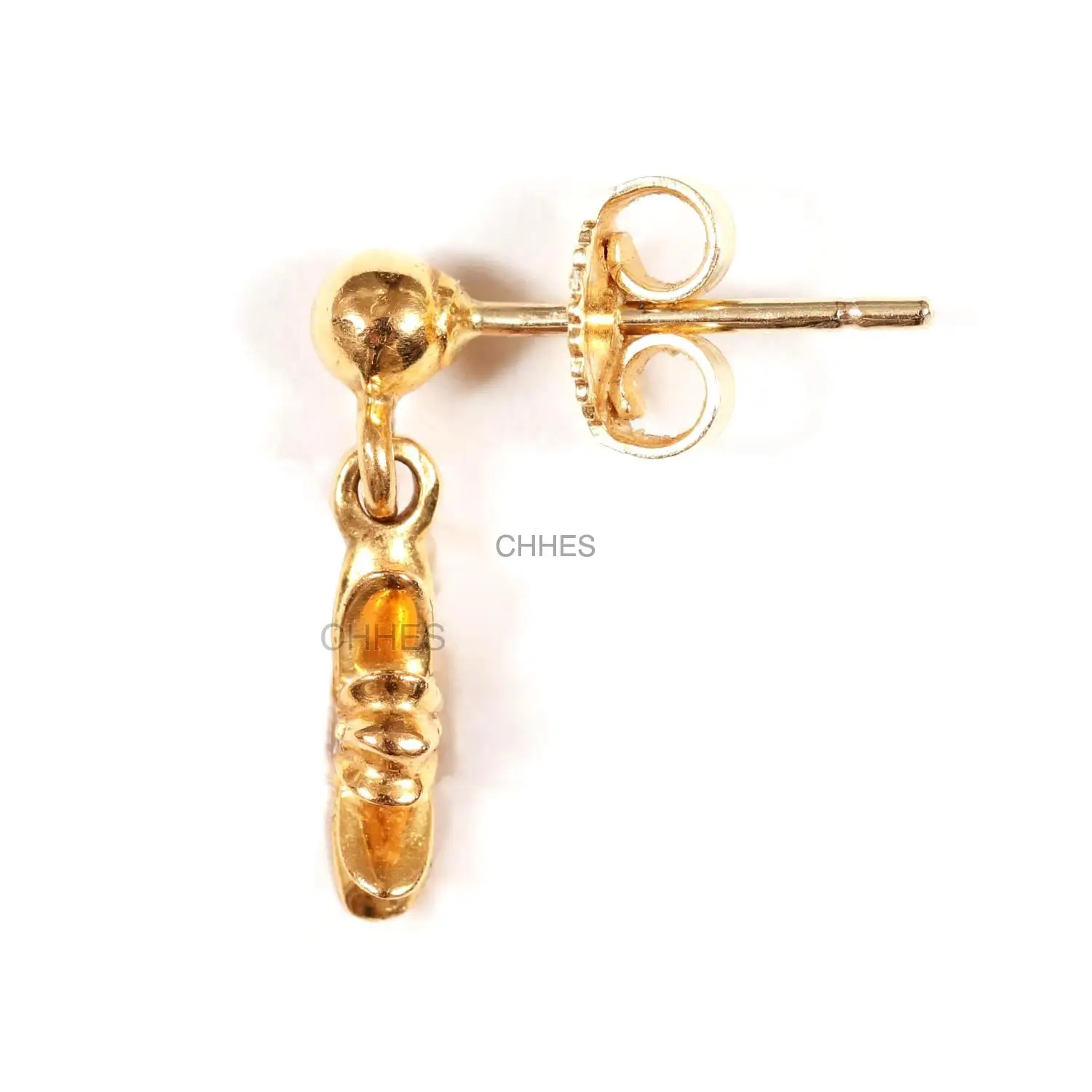 Chrome hearts 克罗心 22K黄金TINY E十字架钻石耳坠
