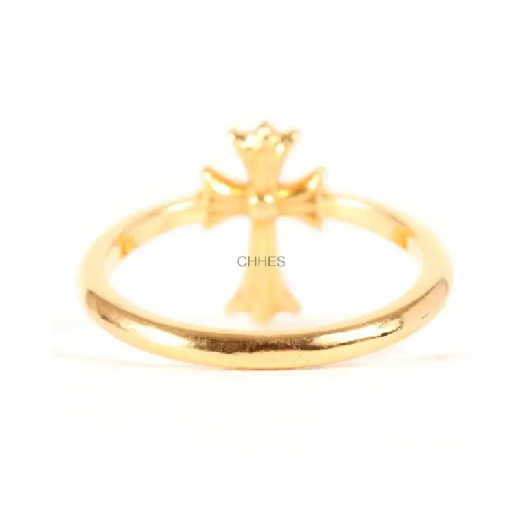Chrome hearts 克罗心 22K黄金泡泡糖十字架圆环戒指
