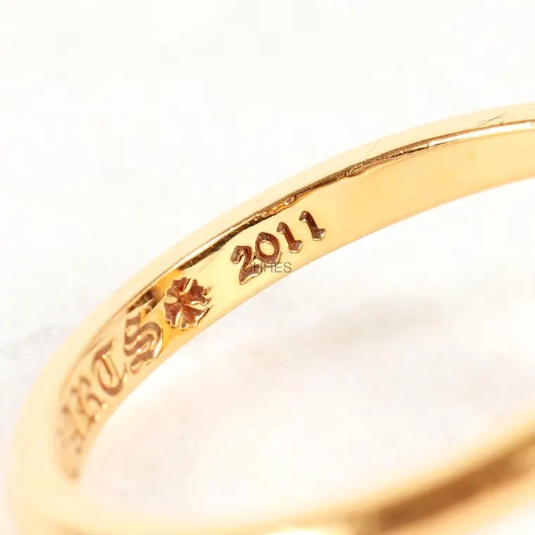 Chrome hearts 克罗心 22K黄金泡泡糖十字架圆环戒指