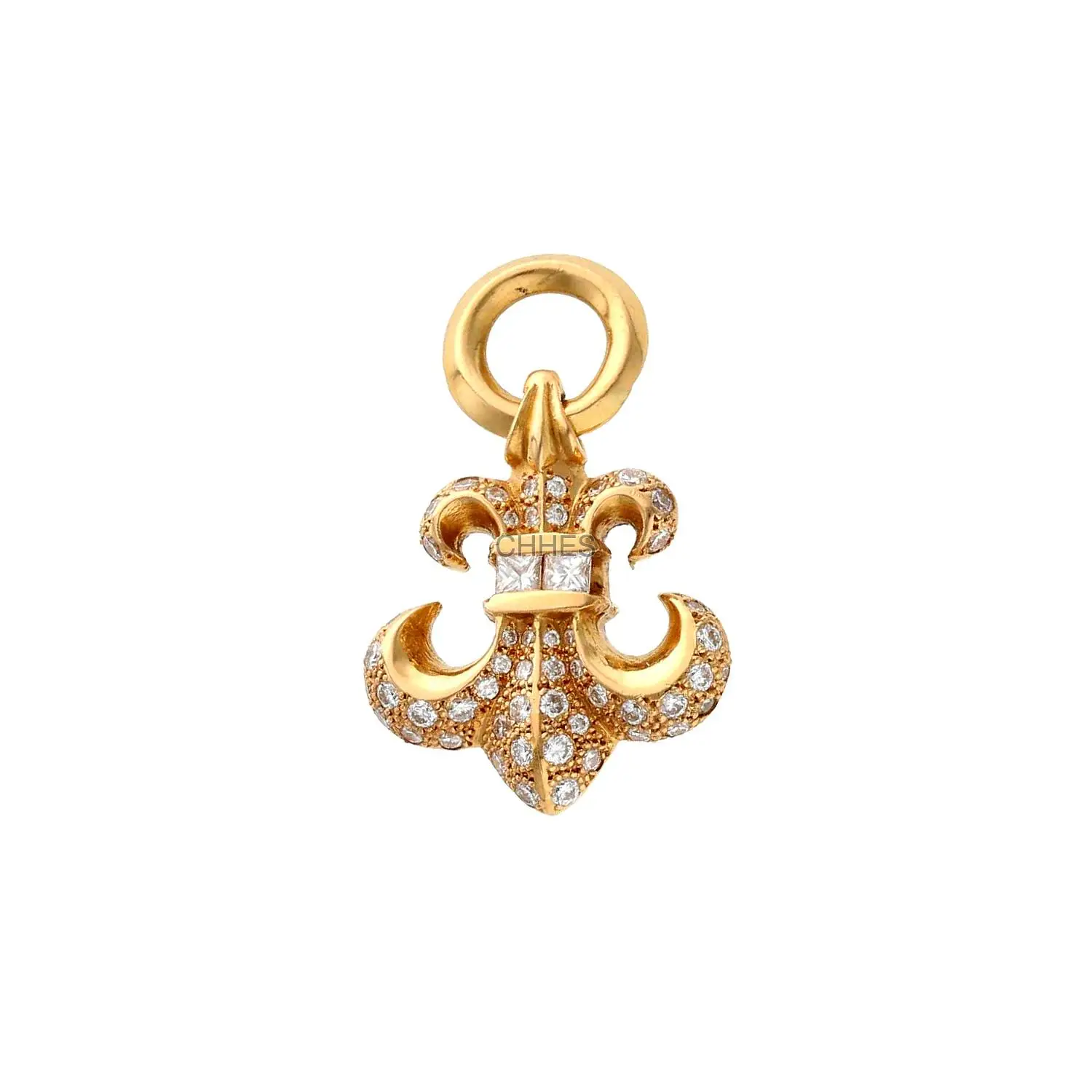 Chrome hearts 克罗心 22K黄金镶钻中号童军花吊坠