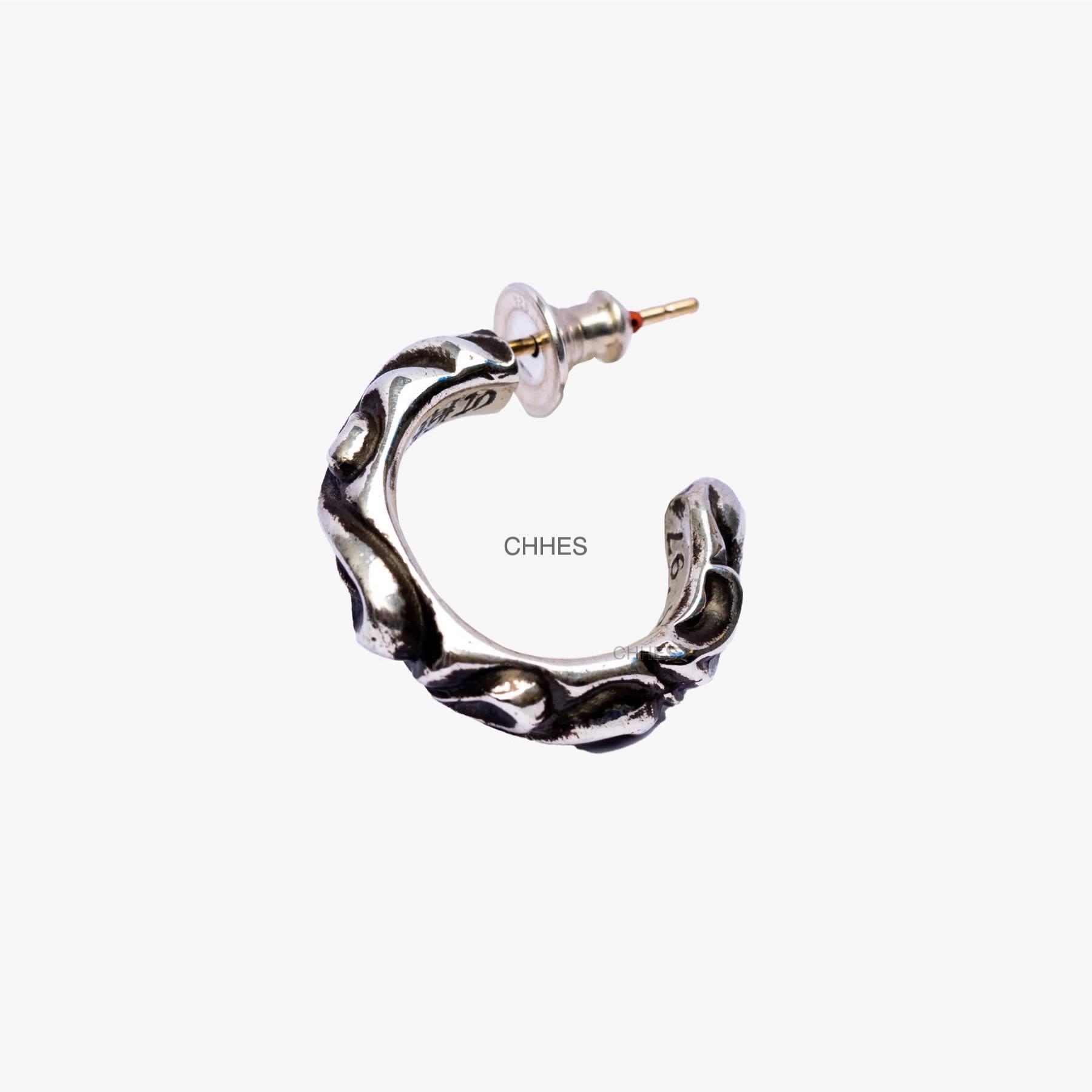 CHROME HEARTS 克罗心SBT SCROLL HOOP花环图腾波浪耳钉- CHHES