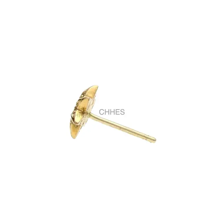 Chrome hearts 克罗心 22K黄金小号六芒星粉宝石耳钉