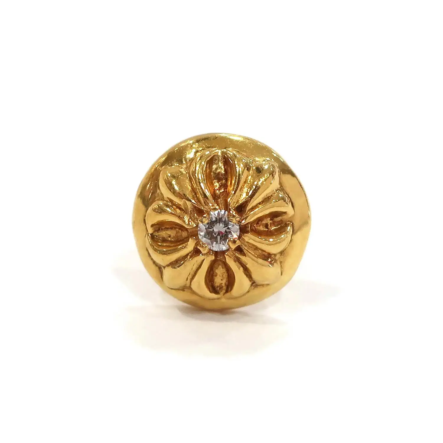 Chrome hearts 克罗心 22K黄金圆形十字花钻石耳钉