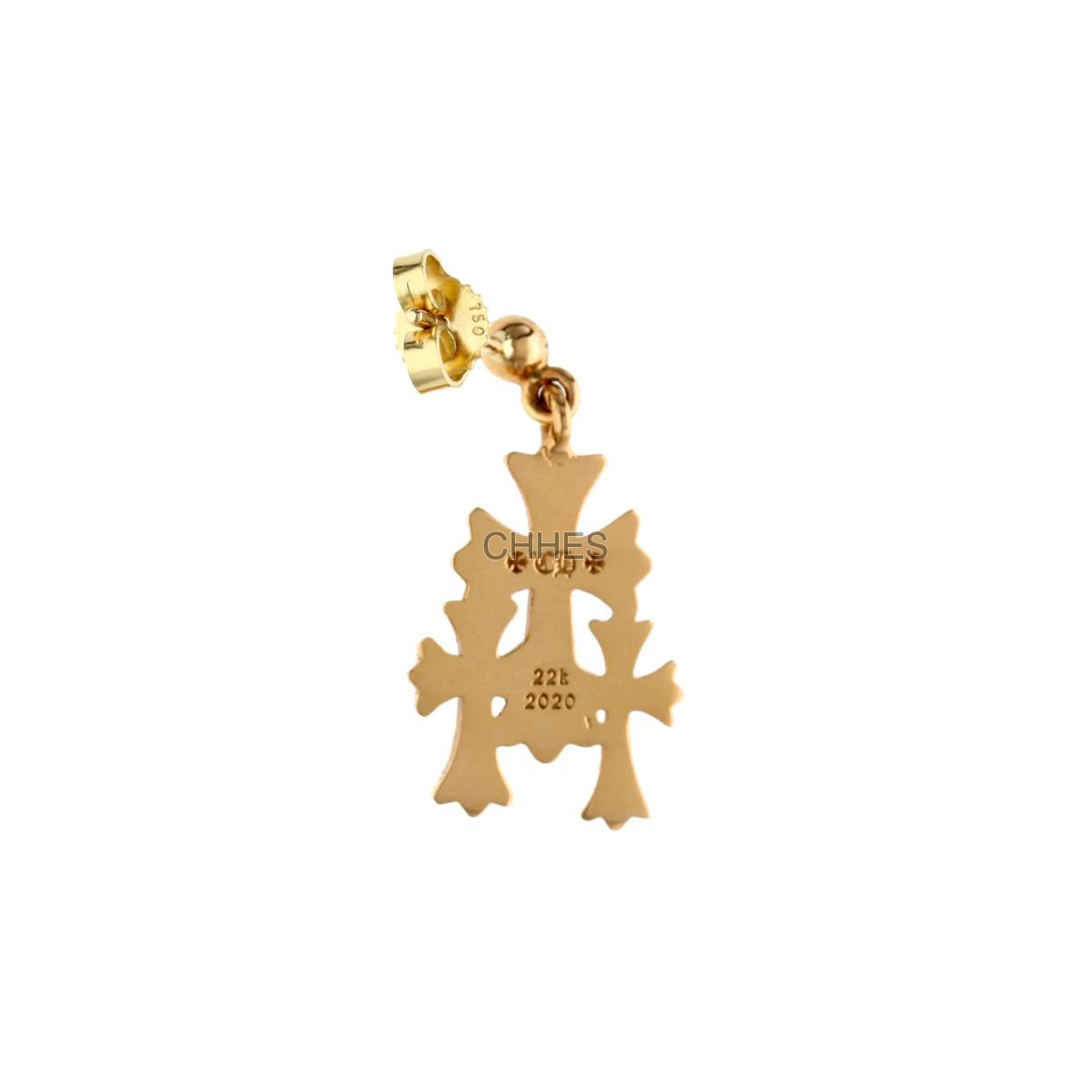 耳環　金環　①②まとめて CHROME HEARTS 克罗心22K黄金镶钻E十字架耳环- CHHES