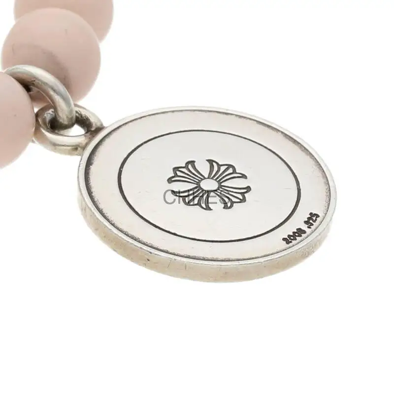 Chrome hearts 克罗心 V1天使吊牌8MM粉色珠子手链