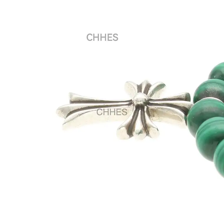 Chrome hearts 克罗心 十字架双字母球8MM孔雀石手链