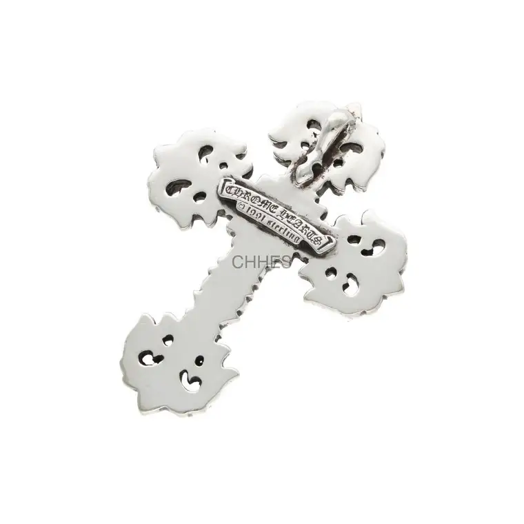 Chrome hearts 克罗心 Filigree大号火焰十字架皮绳项链
