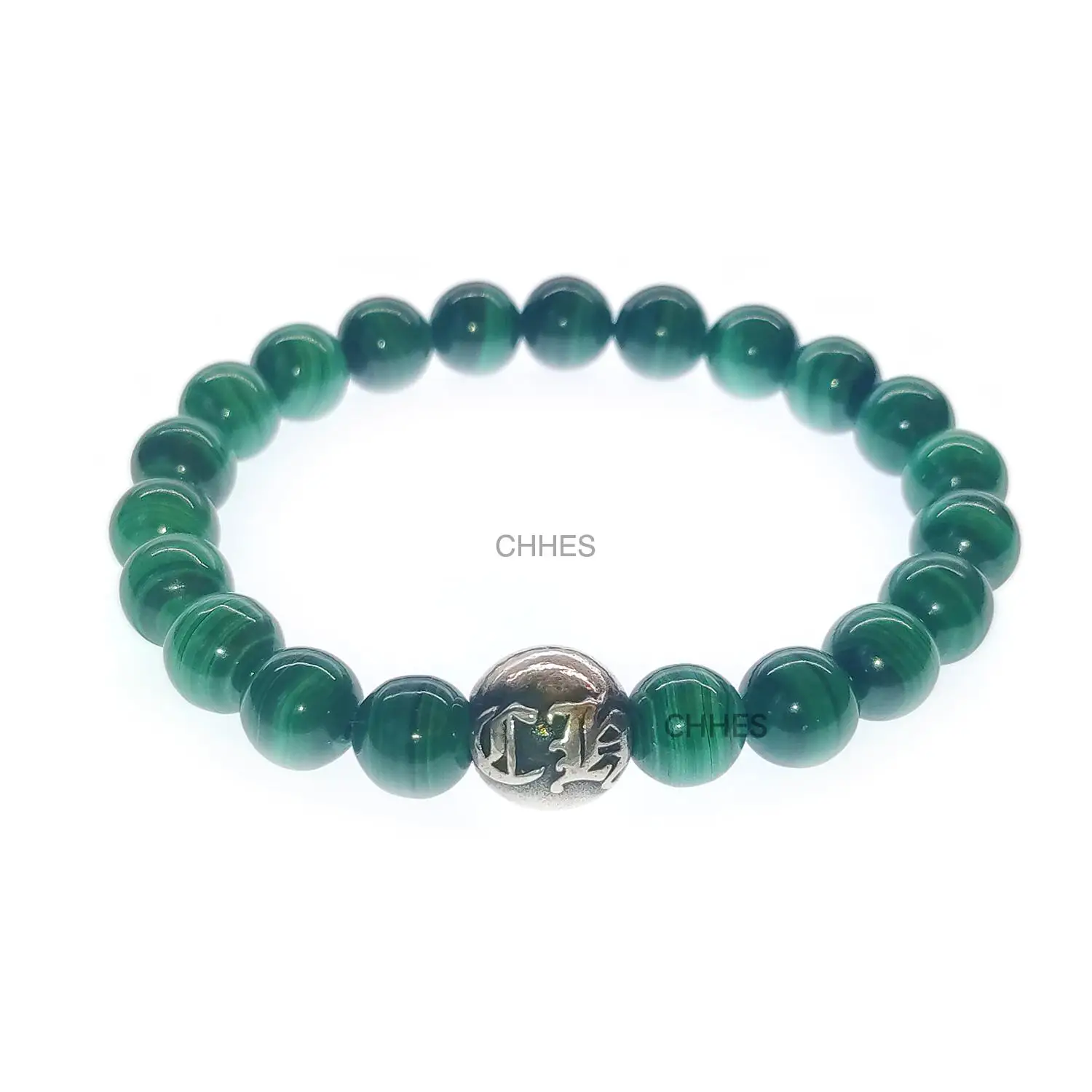 Chrome hearts 克罗心 孔雀石8MM单球字母手链