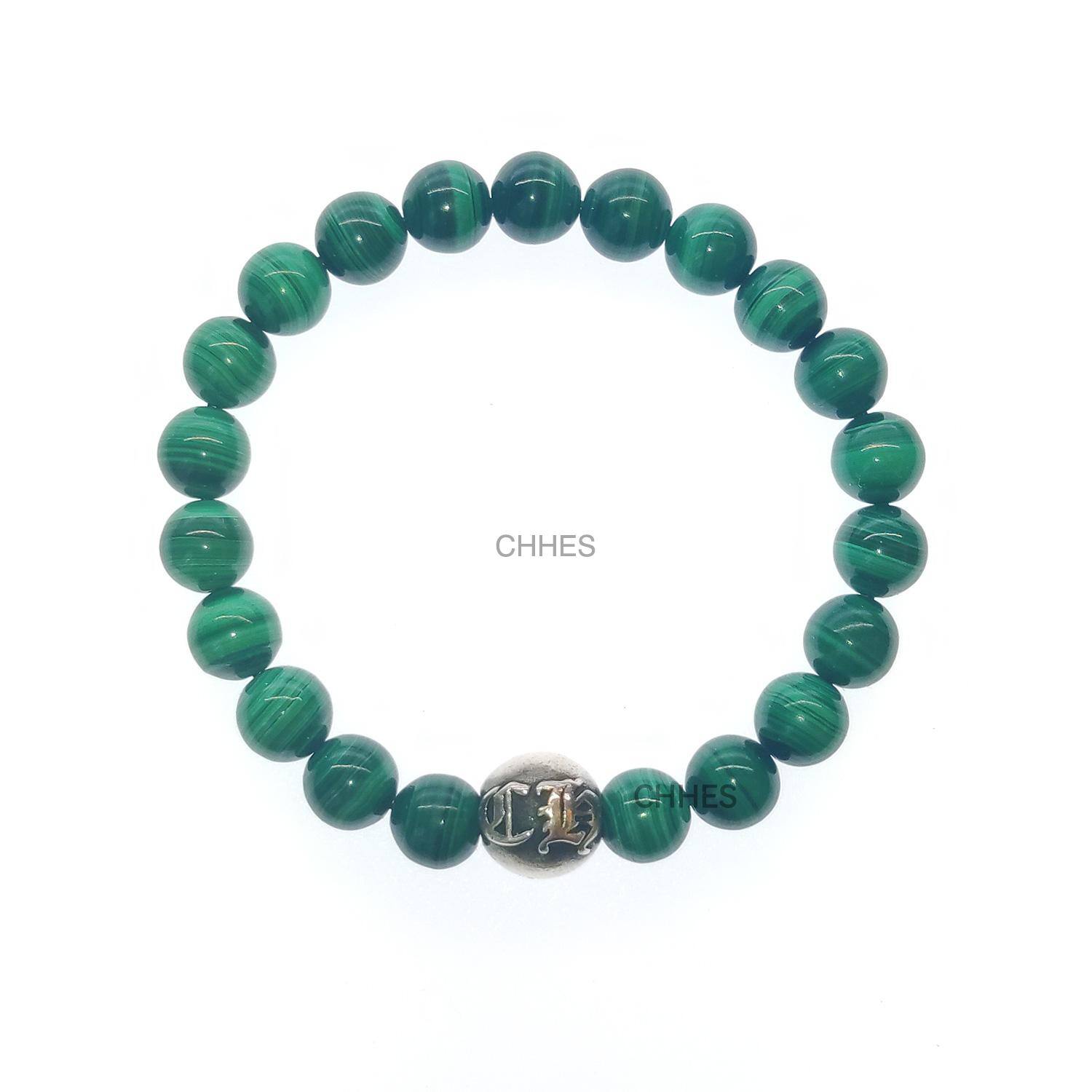 CHROMEHEARTS Chrome hearts 克罗心孔雀石8MM单球字母手链【正品保障