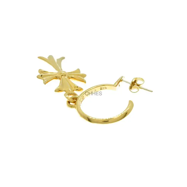 Chrome hearts 克罗心 22K黄金TINY十字架耳环