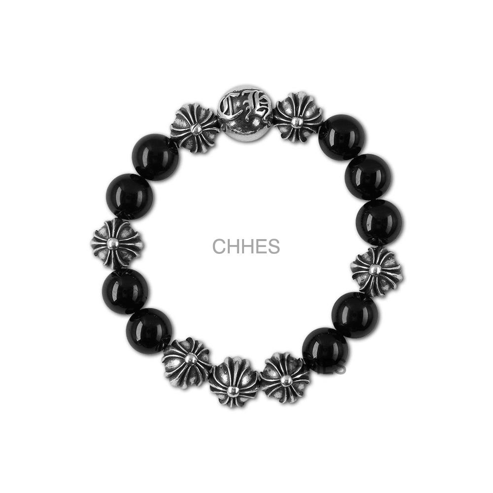 CHROME HEARTS Chromehearts 克罗心10MM天然黑曜石8银珠手链- CHHES