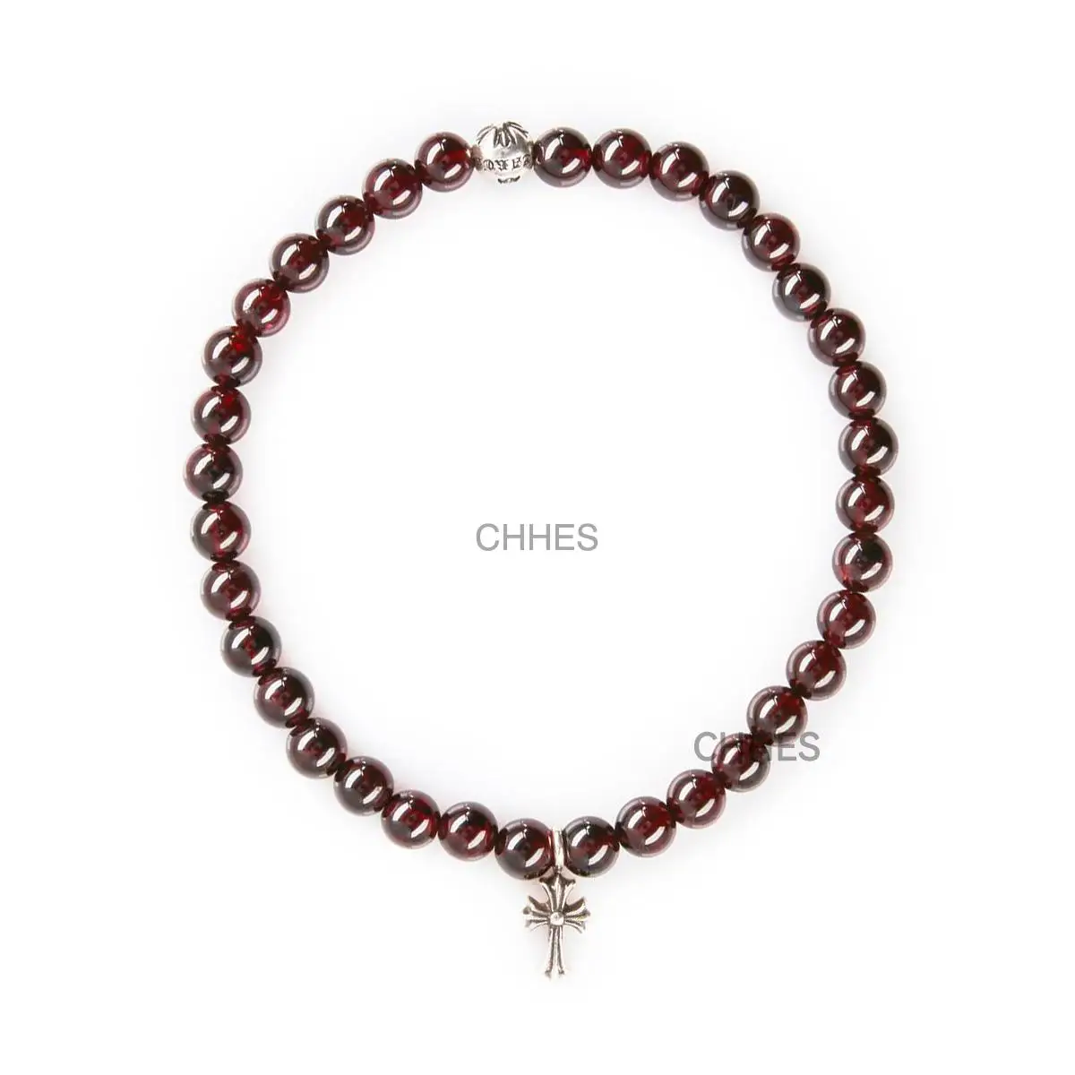Chromehearts 克罗心 十字架石榴石单球6MM珠子手链