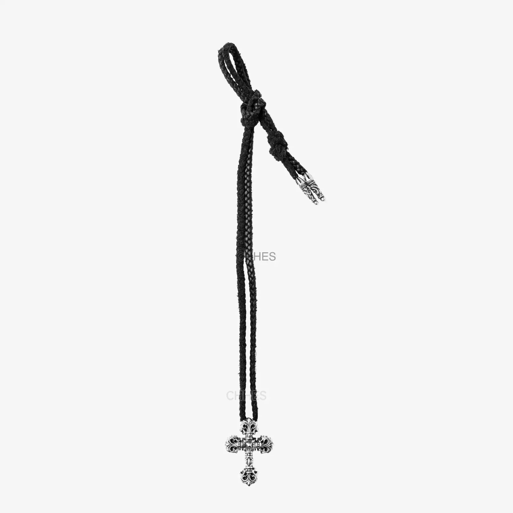 克罗心 Filigree中号火焰十字架皮绳项链（整套）