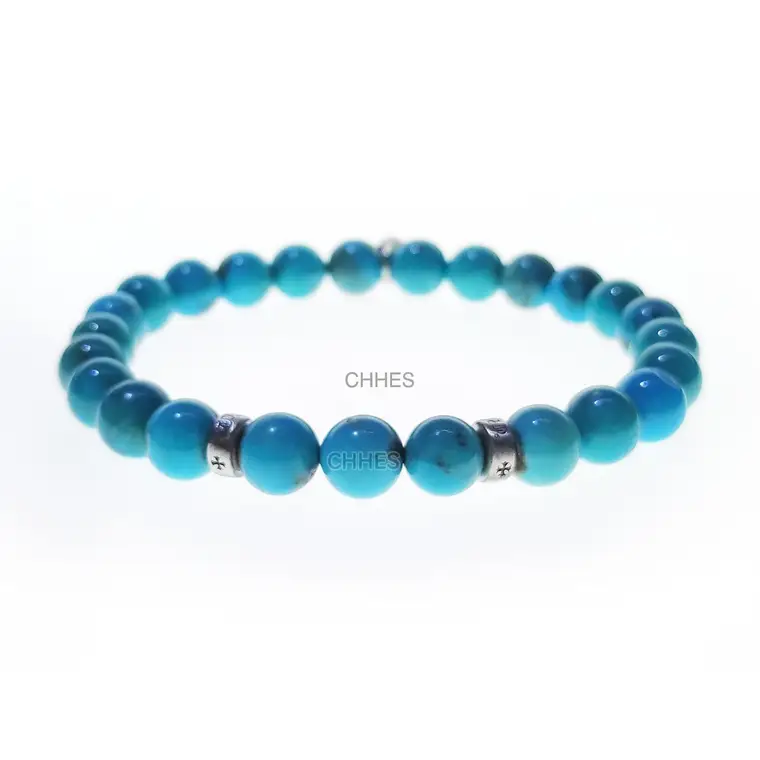 Chrome hearts 克罗心 8MM绿松石子弹头吊坠珠子手链