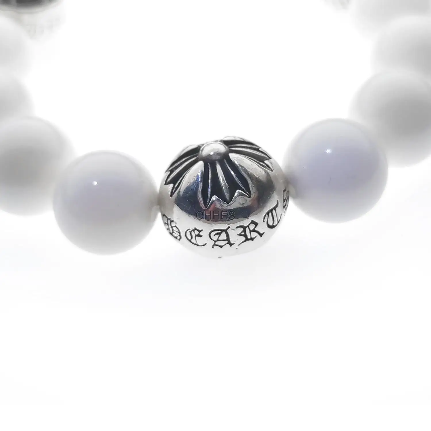 Chrome hearts 克罗心 14MM白玛瑙3银球手链