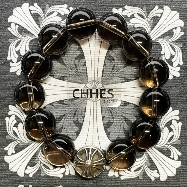 Chrome hearts 克罗心 14MM棕色水晶十字花字母单球手链