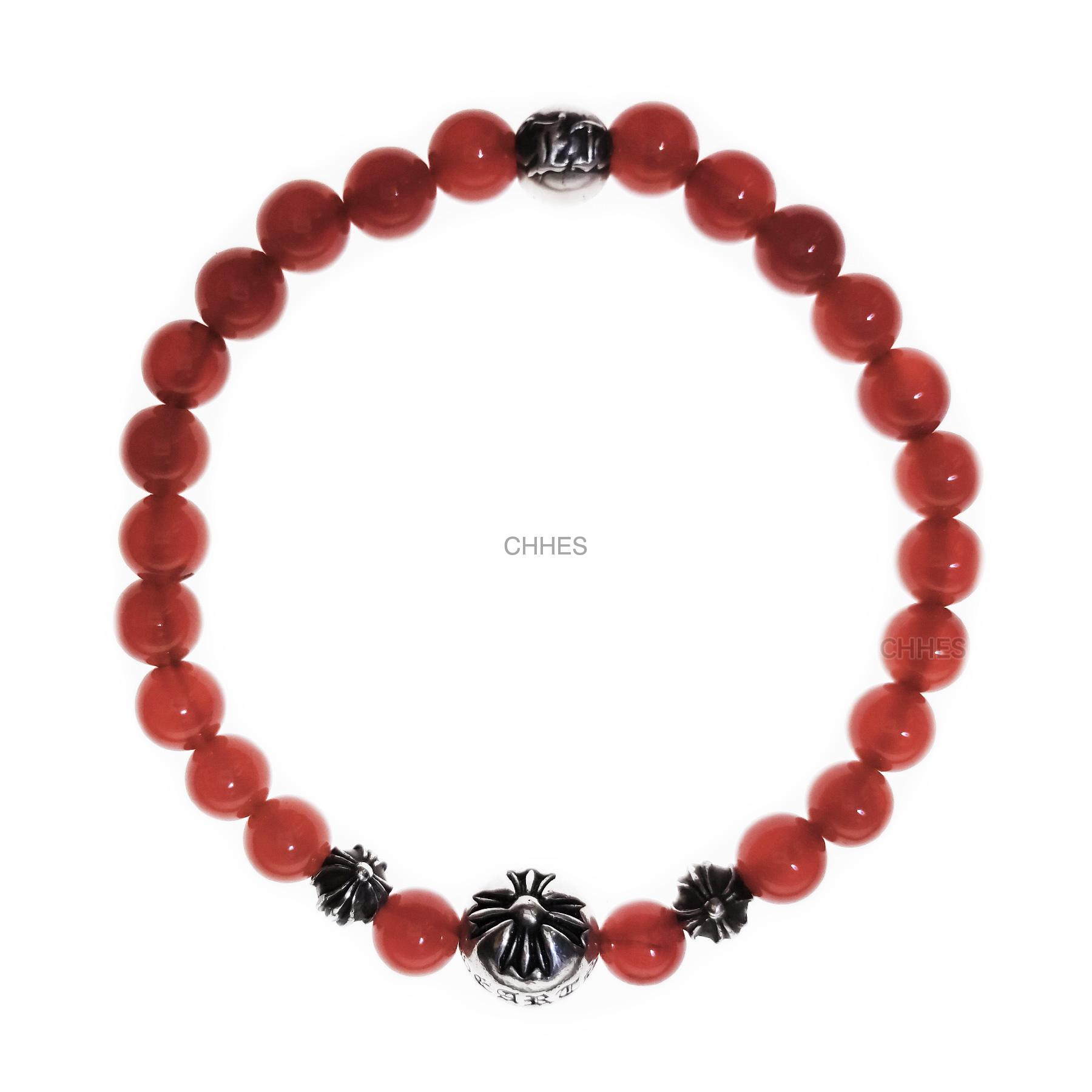 CHROME HEARTS Chrome hearts 克罗心6MM红玛瑙4银十字花字母球