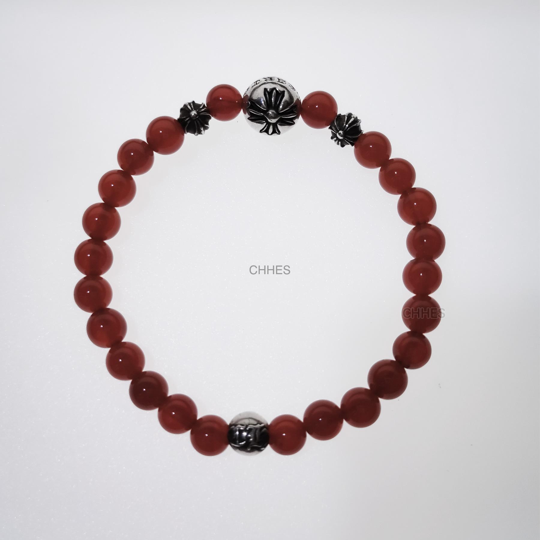 CHROME HEARTS Chrome hearts 克罗心6MM红玛瑙4银十字花字母球