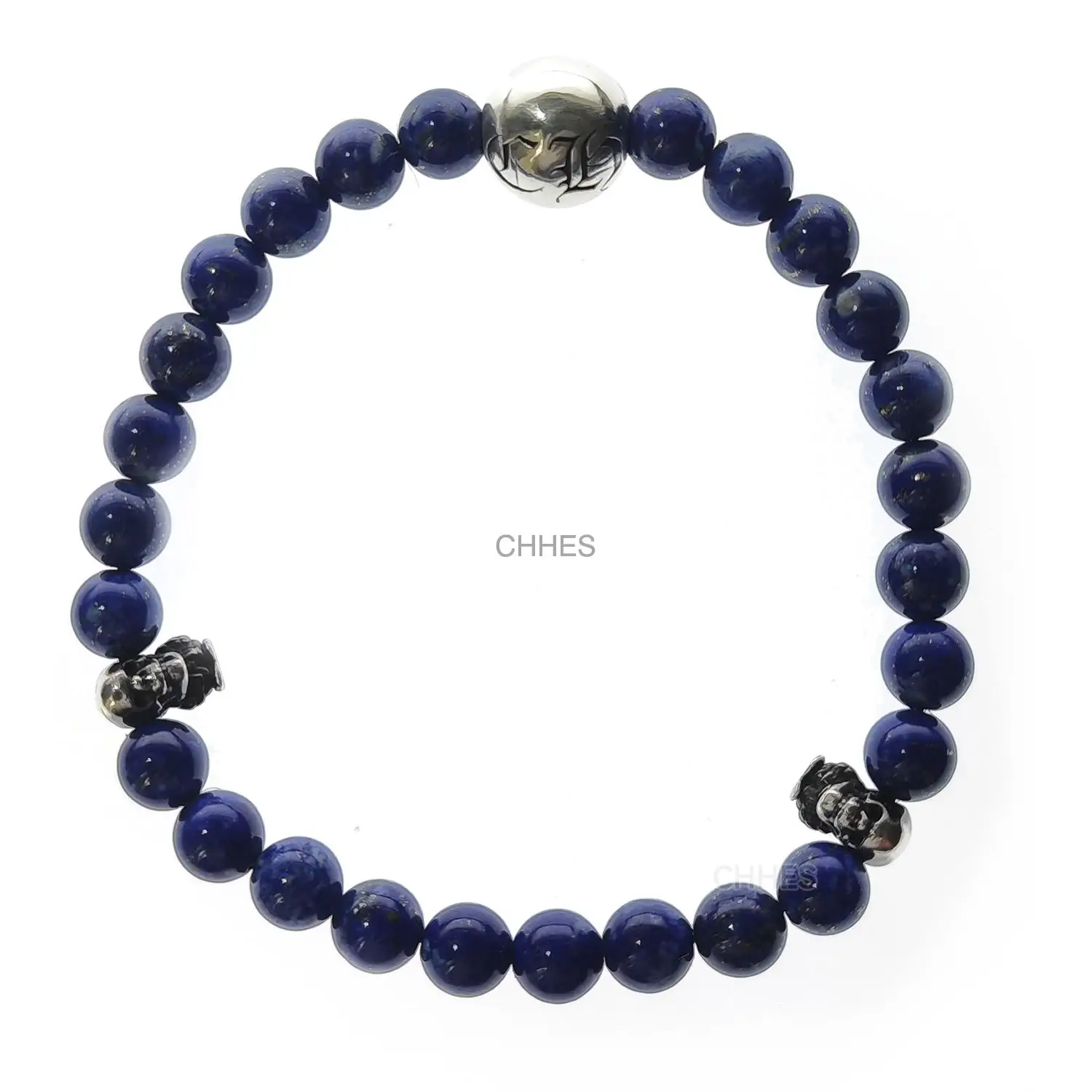 Chrome hearts 克罗心 FOTI骷髅3银6MM青金石手链