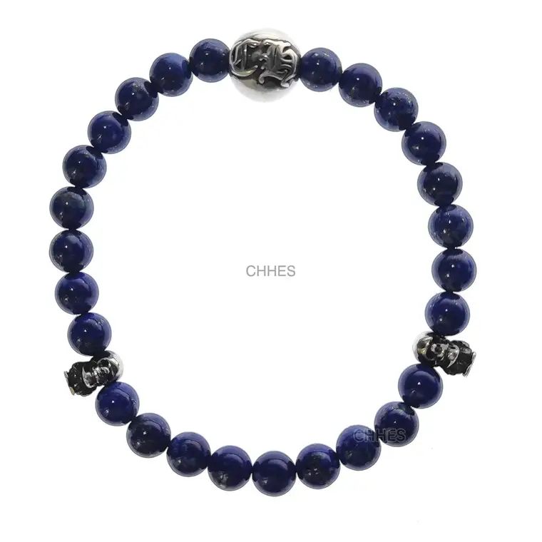 Chrome hearts 克罗心 FOTI骷髅3银6MM青金石手链