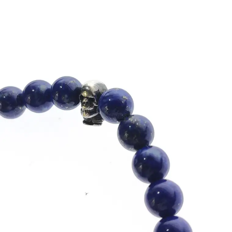 Chrome hearts 克罗心 FOTI骷髅3银6MM青金石手链