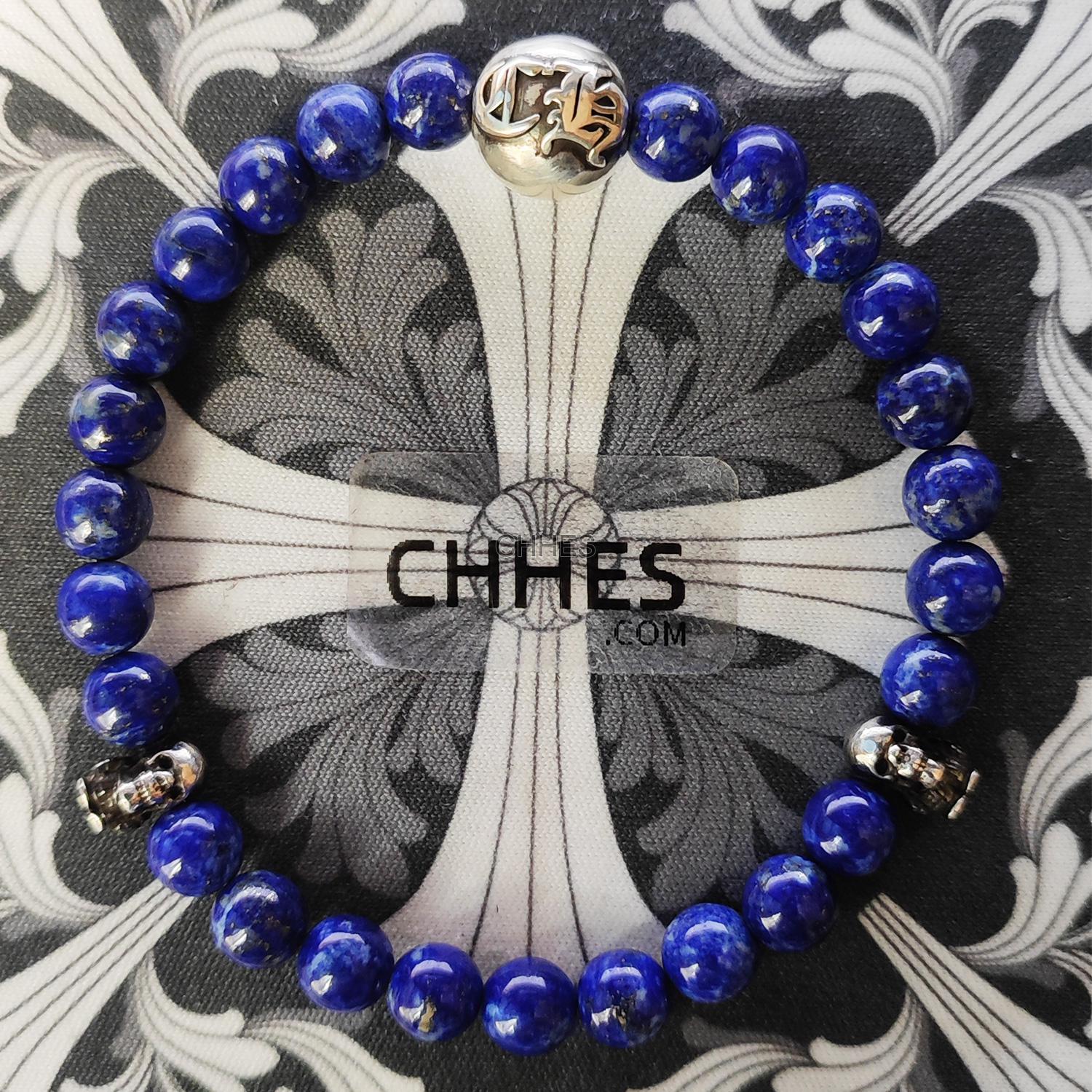 CHROME HEARTS Chrome hearts 克罗心FOTI骷髅3银6MM青金石手链- CHHES