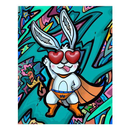 任萌 心动系列之十二生肖 心动超人兔 微喷版画