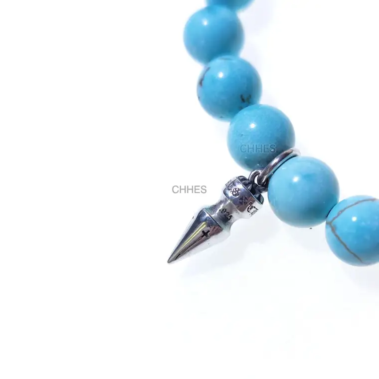Chrome hearts 克罗心 8MM绿松石子弹头吊坠珠子手链