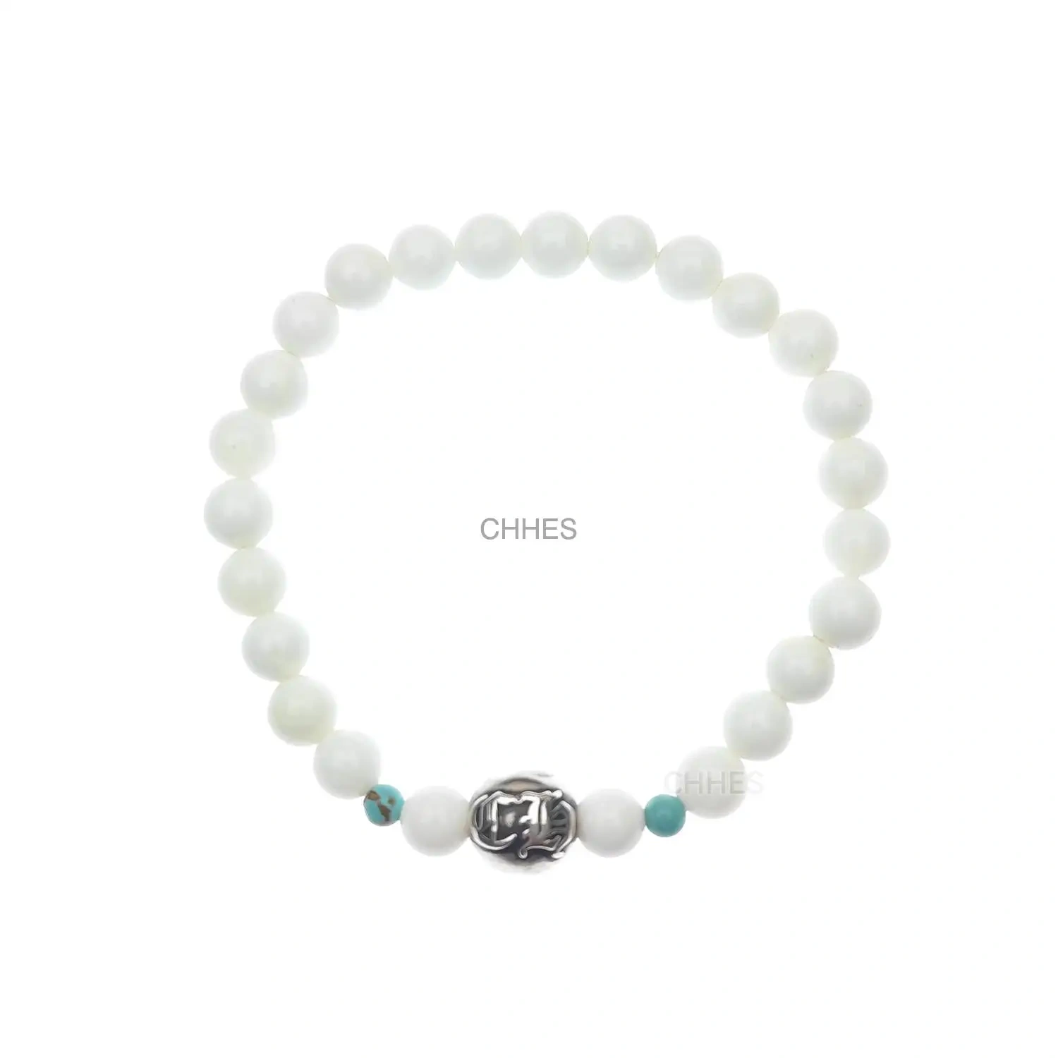 Chrome hearts 克罗心 6MM白玛瑙绿松石银球手链