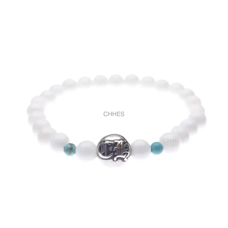 Chrome hearts 克罗心 6MM白玛瑙绿松石银球手链