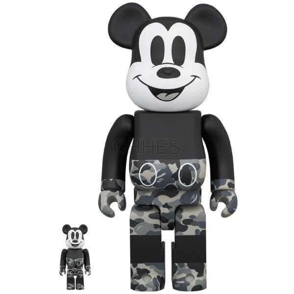 BEARBRICK 积木熊BE@RBRICK BAPE(R) 米老鼠单调版100％和400％ - CHHES