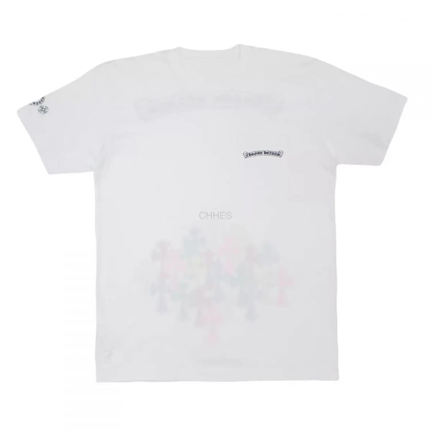 Chrome hearts 下摆彩色墓葬十字架白色短袖T恤