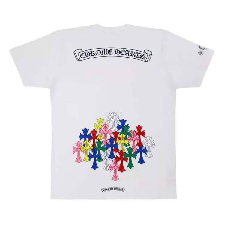 Chrome hearts 下摆彩色墓葬十字架白色短袖T恤