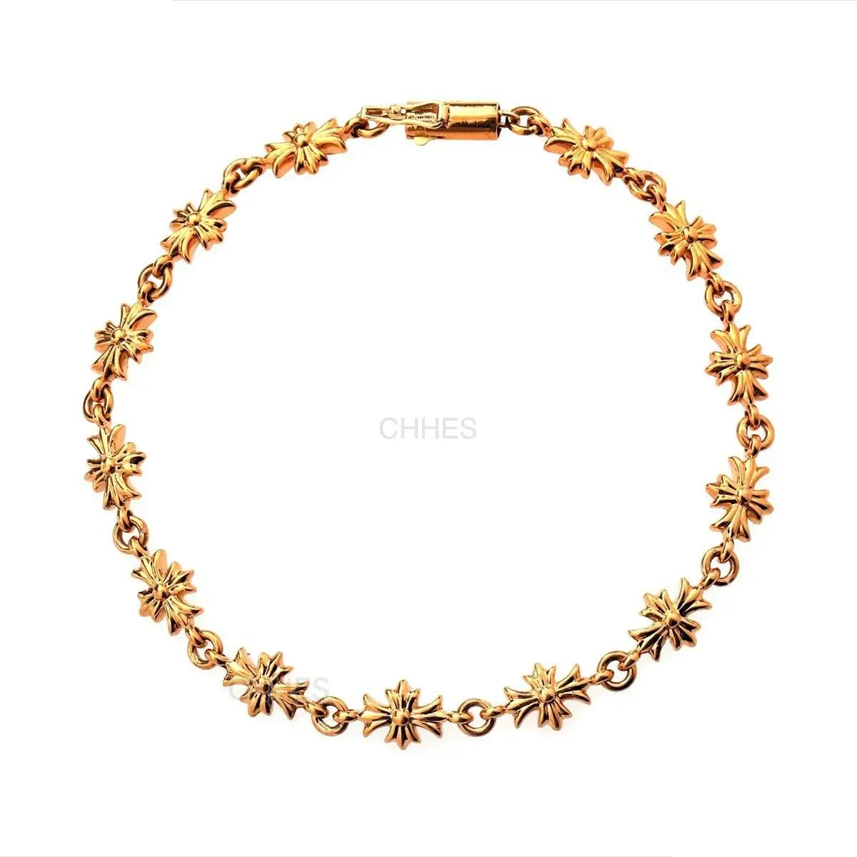 Chrome hearts 克罗心 22K黄金TINY E 十字架手链