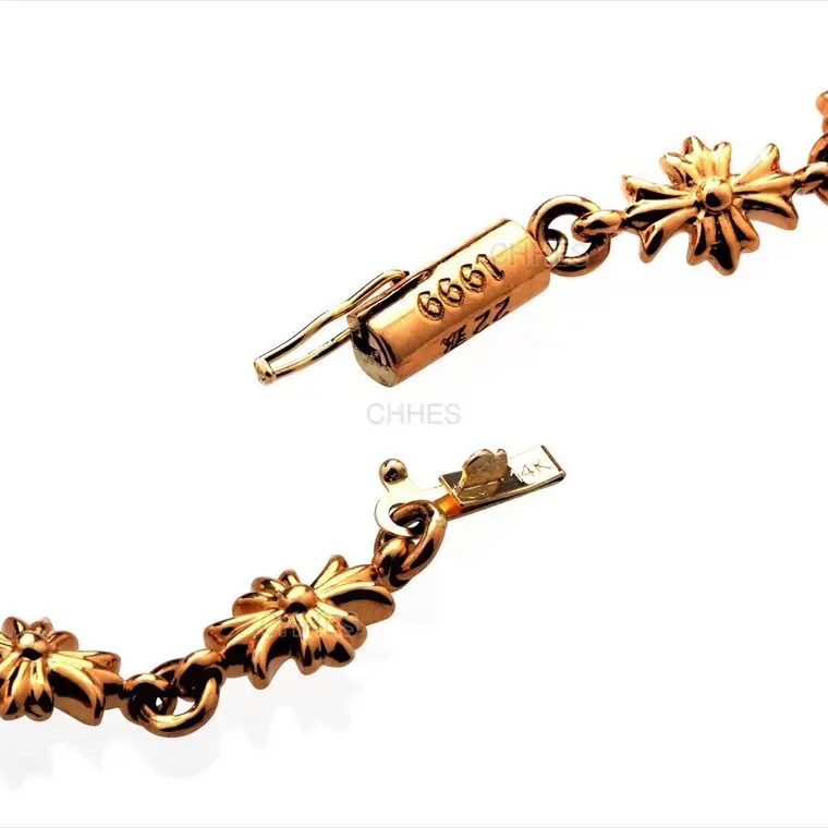 Chrome hearts 克罗心 22K黄金TINY E 十字架手链