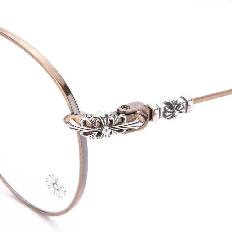 Chrome hearts 克罗心 Bubba磨砂金框银混色琥珀腿圆框复古眼镜