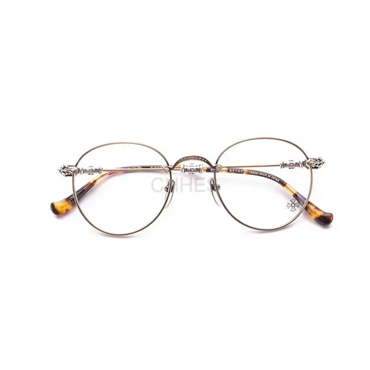 Chrome hearts 克罗心 Bubba磨砂金框银混色琥珀腿圆框复古眼镜