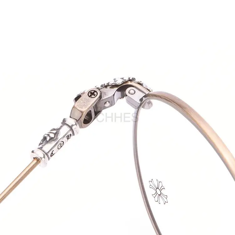 Chrome hearts 克罗心 Bubba磨砂金框银混色琥珀腿圆框复古眼镜