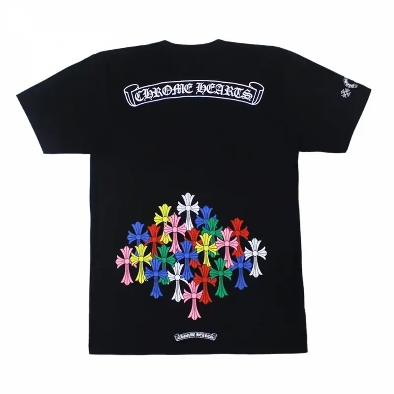 Chrome hearts 下摆彩色墓葬十字架黑色短袖T恤